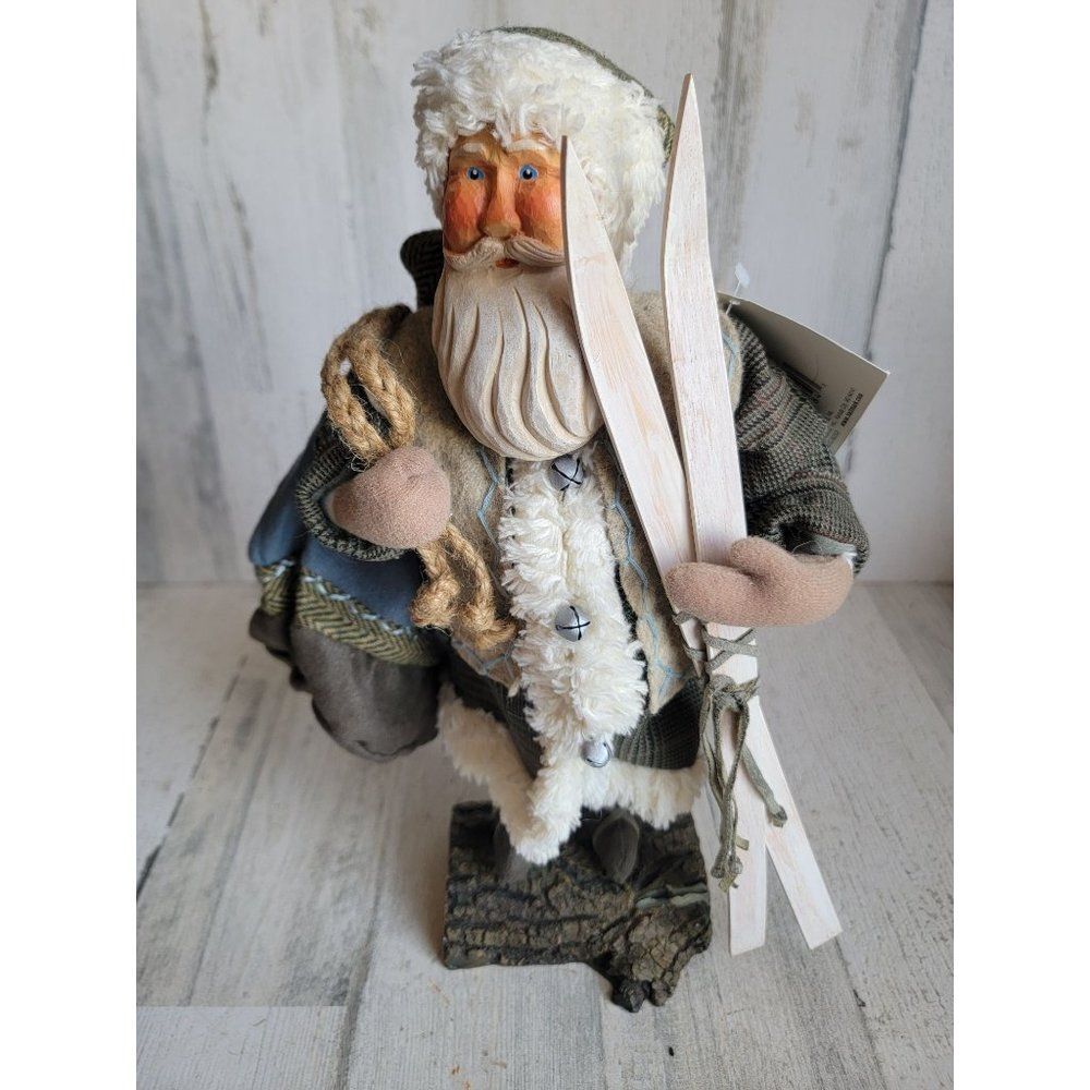 Hallmark Woodland Santa‎ skiing toy sack rustic Xmas figure